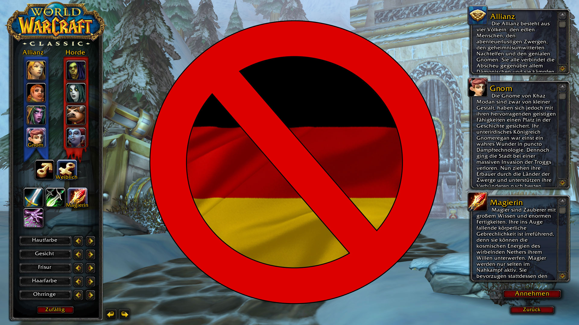 Classic wird keine deutschen Realms anbieten!
